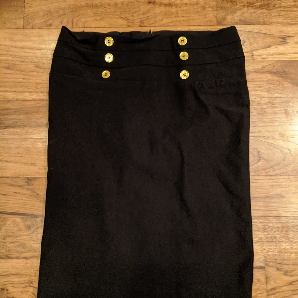 Sillouette NYC Black Brass Button Skirt